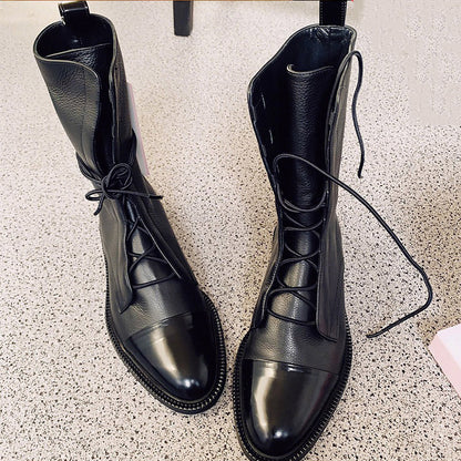 Bottes à Lacets Élégantes en Cuir Verni