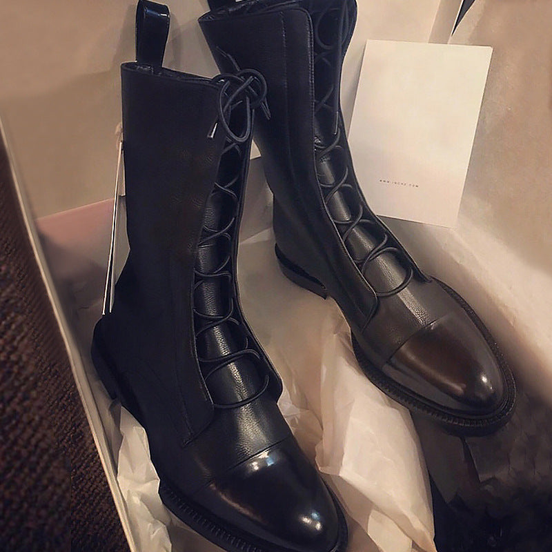 Bottes à Lacets Élégantes en Cuir Verni