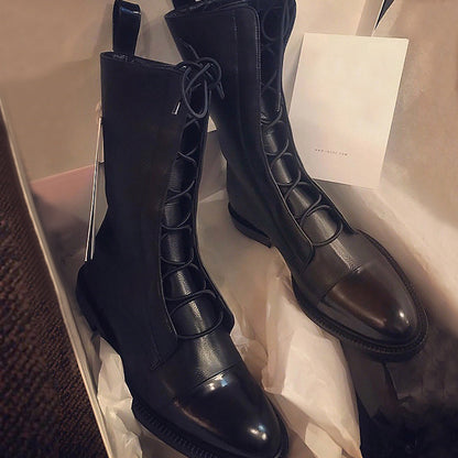 Bottes à Lacets Élégantes en Cuir Verni