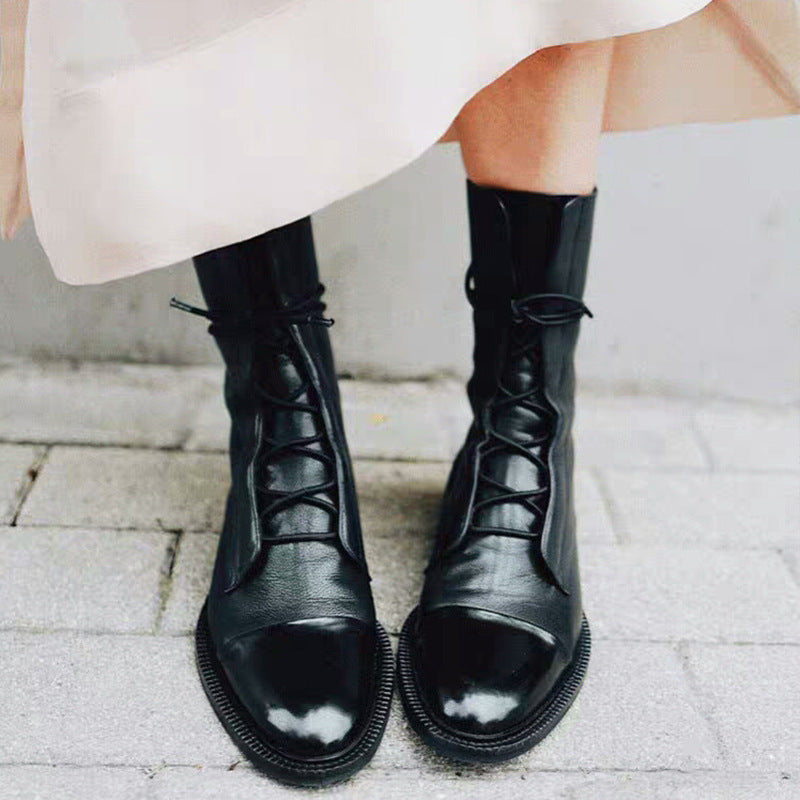 Bottes à Lacets Élégantes en Cuir Verni