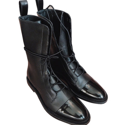 Bottes à Lacets Élégantes en Cuir Verni