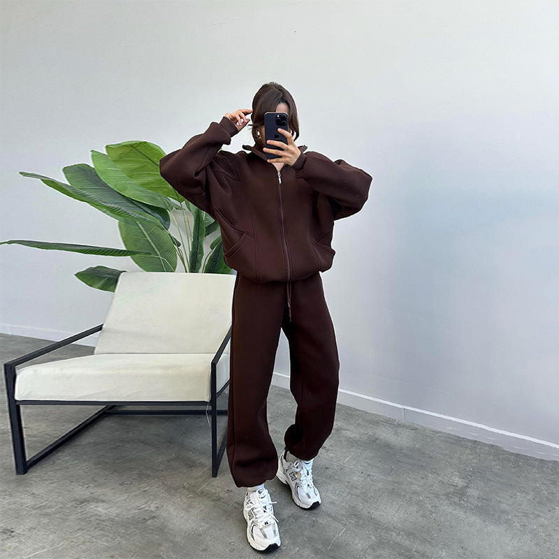 Survêtement deux pièces unisexe avec veste zippée et pantalon jogging